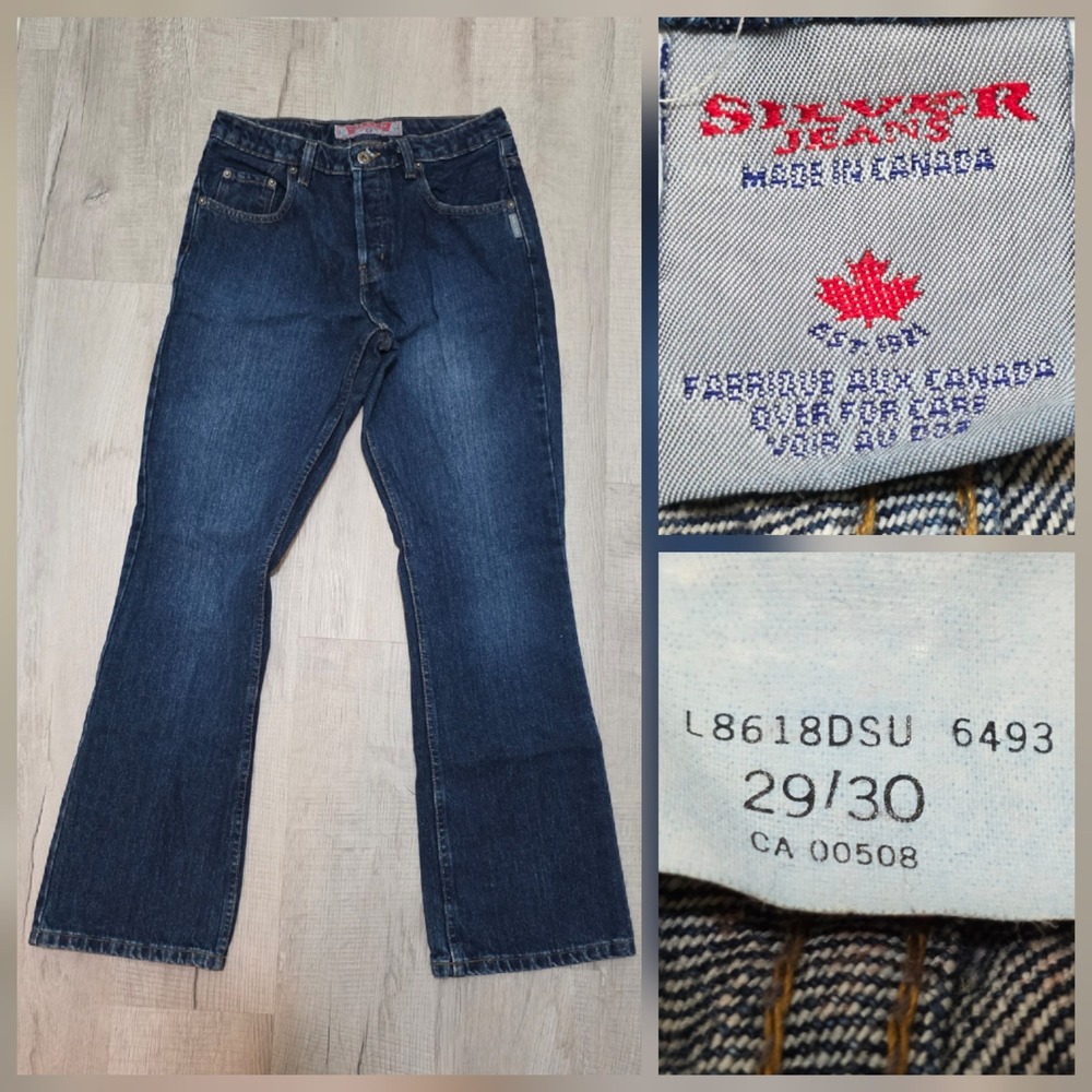 Silver Jeans Co Womens Denim Jeans Size 29/30 Bootcut Dark Wash Made in Canada